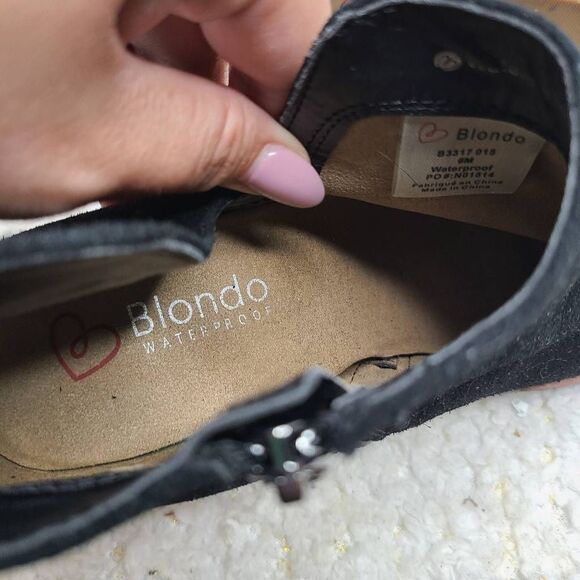 Blondo Nappa Waterproof Leather Peep-toe Ankle Boots sz 6 - Picture 7 of 8